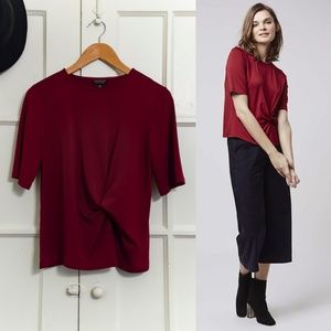 TOPSHOP Red Twist Front Tee